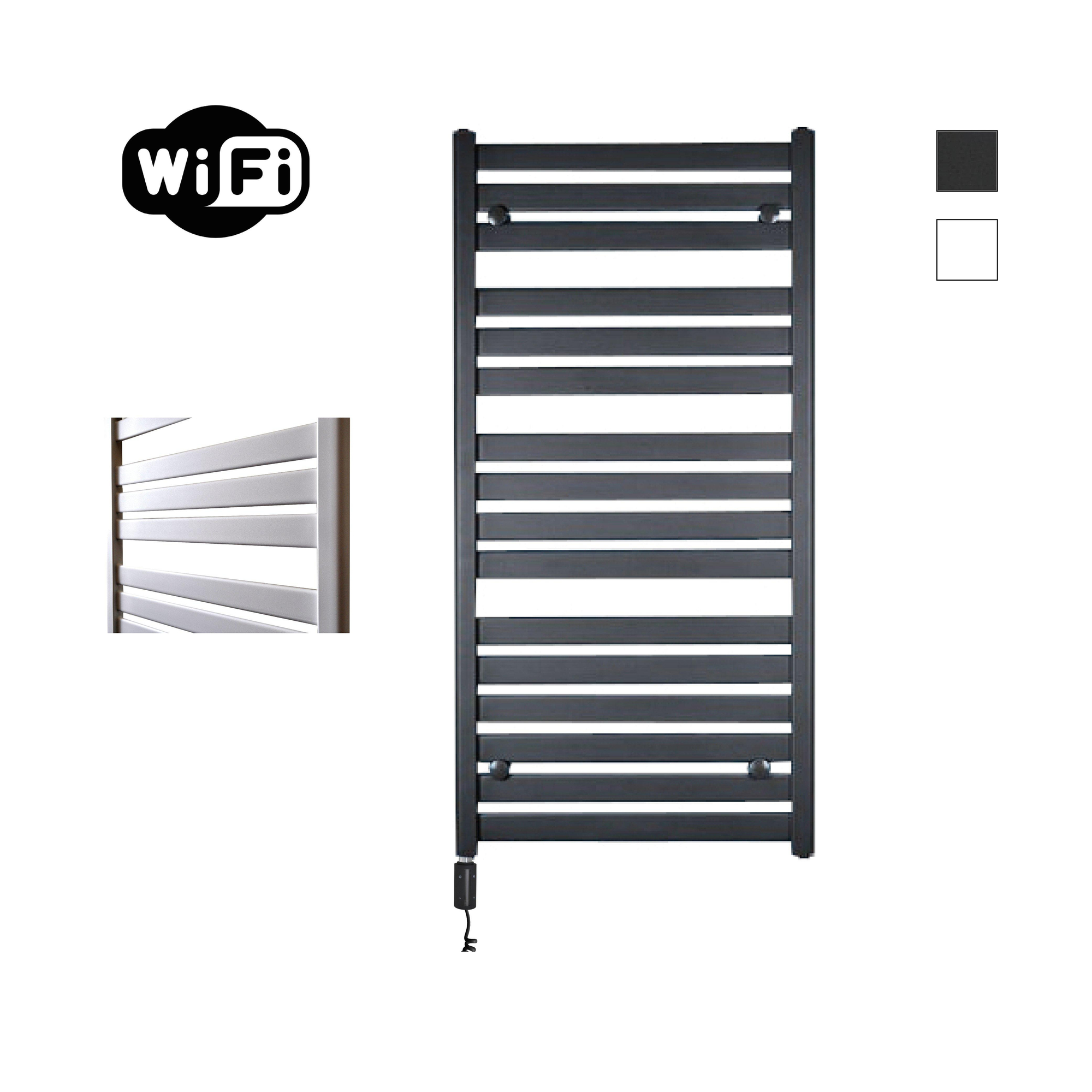 Sanicare HVW Moda Elektrische Radiator - 120x60cm - 876W - wifi - mat zwart